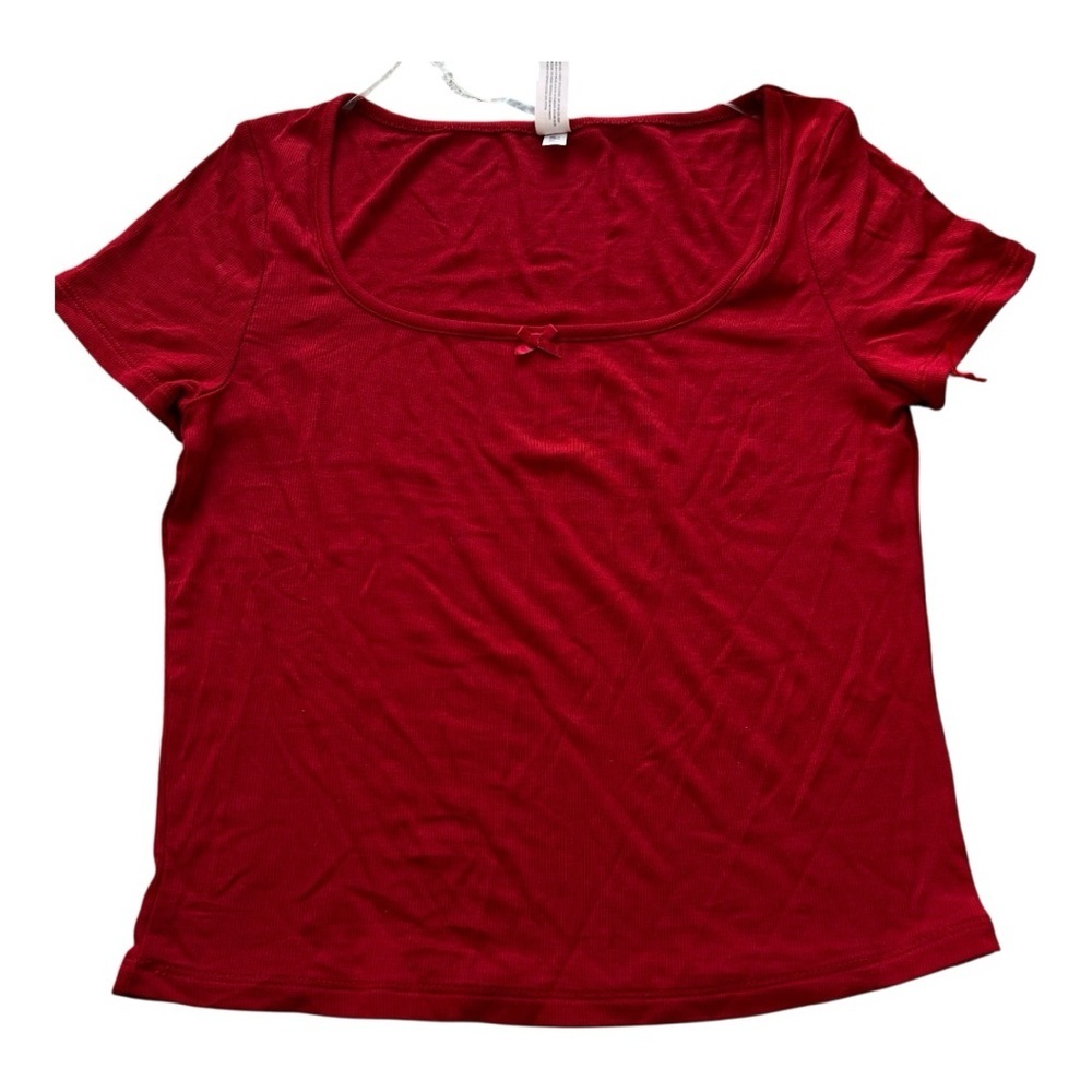 ❤️3/$15 NWT Auden Scoop Neck Short Sleeve Pajama Top - Red (M)
